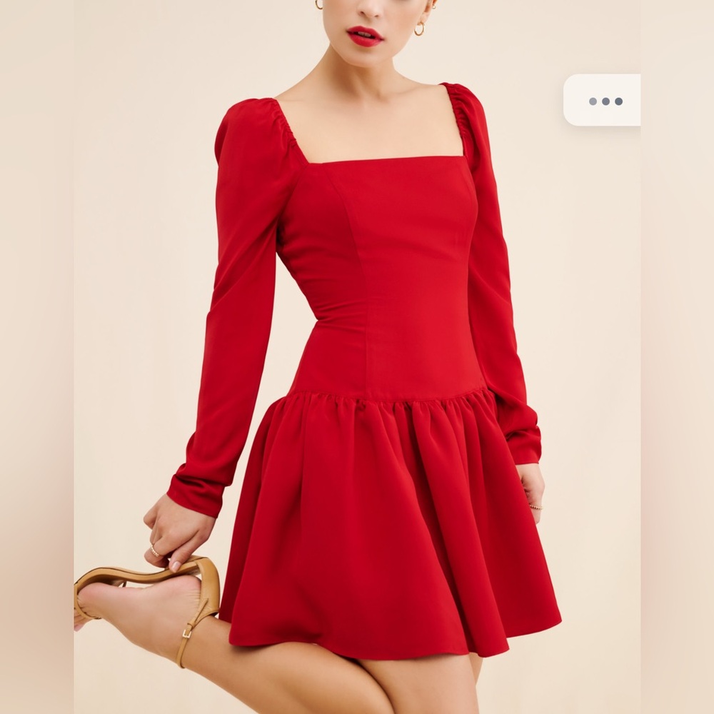 Anthropologie Red Mini Dress with Square Neck